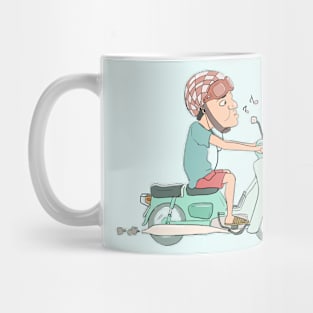 Dude driving motorbike & singing Mug